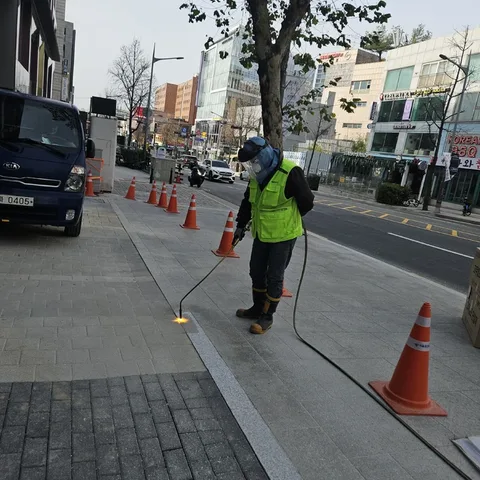 용인 돌바닥미끄럼방지 마감 상태
